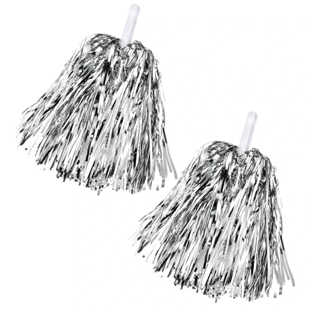Gleaming Silver Party Pom Poms
